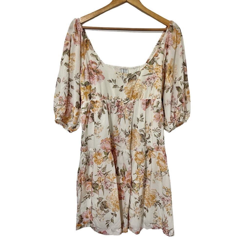 Ever New Rubi Babydoll Smocked‎ Floral Mini Dress Size 8 Cottagecore Event NEW